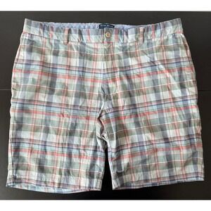 Peter Millar Crown Crafted Mens 38 Plaid Seersucker Shorts Blue Orange Green